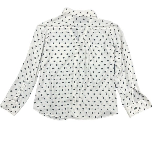 Express Lot Of 2 Blouses Shirts Black White Polka Dot Portofino Green Women's M - Picture 13 of 16